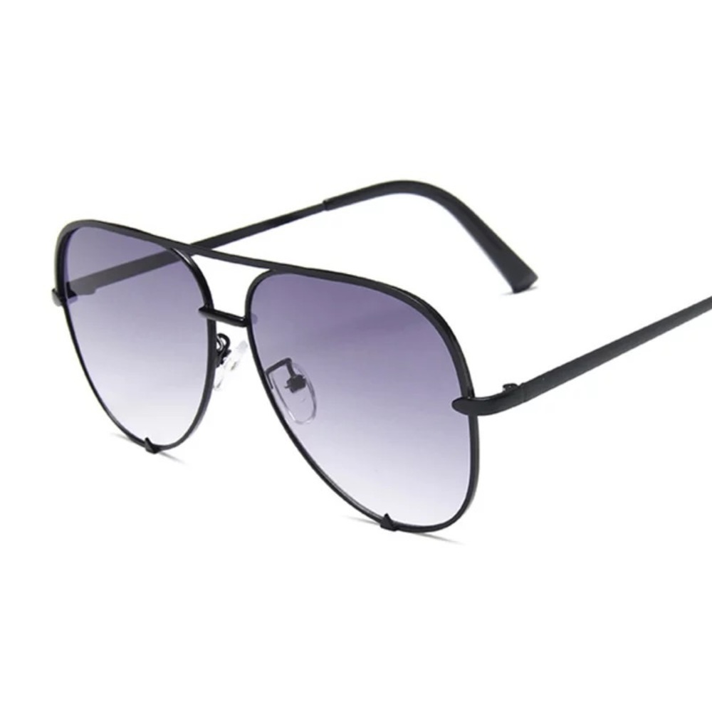 Unisex Black Aviator Sunglasses Purple Gradient Lens Metal Frame Pilot Shades